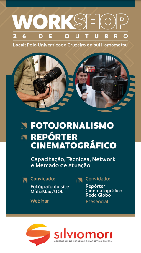 Workshop Fotojornalismo e Repórter Cinematográfico dia 26 de Outubro. Garanta a sua vaga